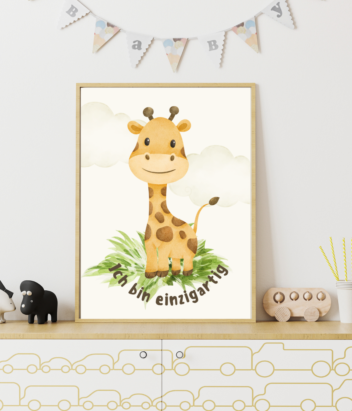 Poster A3 mit Giraffe und Text