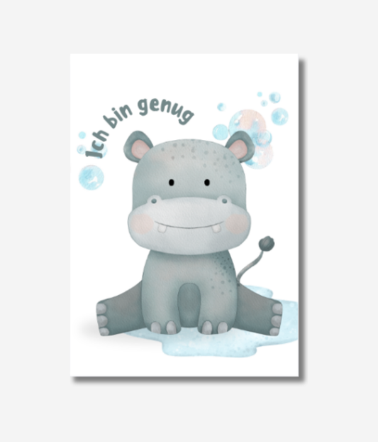 Poster Kinderzimmer Hippo Spruch genug