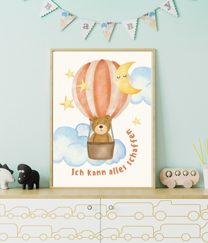 Kinderposter Bär im Ballon