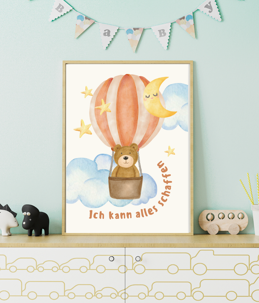 Kinderposter Bär im Ballon