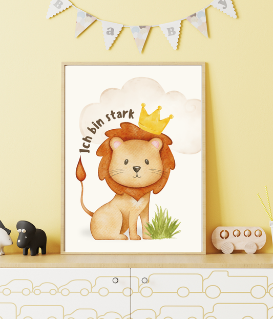 Poster A3 für Kinder mit Löwe