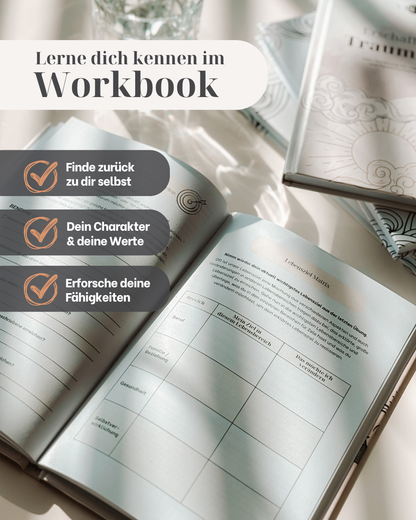 Vistam Workbook aufgeschlagen auf der Lebensziel-Matrix, eine wunderbare Übung, um sich über einen Lebensziele klar zu werden.